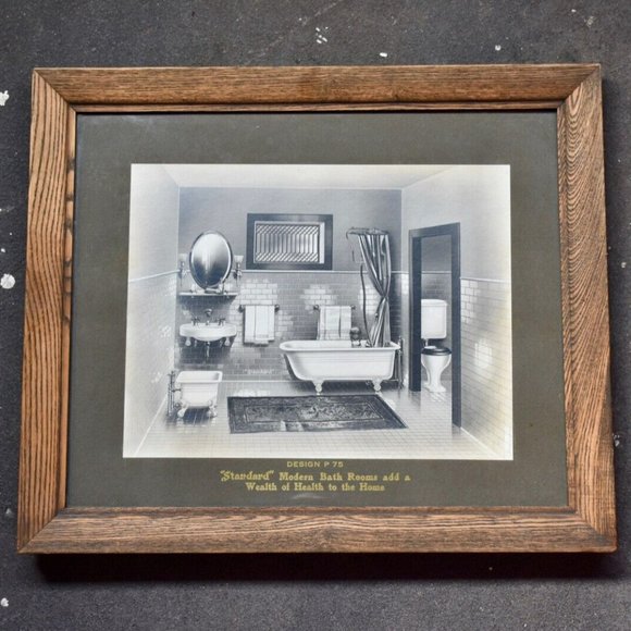 Standard Sanitary Plumbing Store Display Sign Factory Framed Sink Sitz Bath Tub - Picture 1 of 8